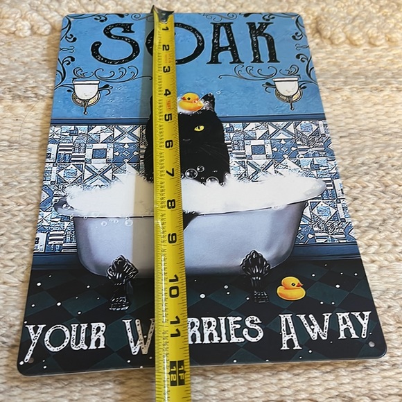 Black Cat “Soak Your Worries Away” Tin Sign - Picture 4 of 5